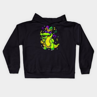 Cute Mardi Gras Alligator for Kids or Adults Kids Hoodie